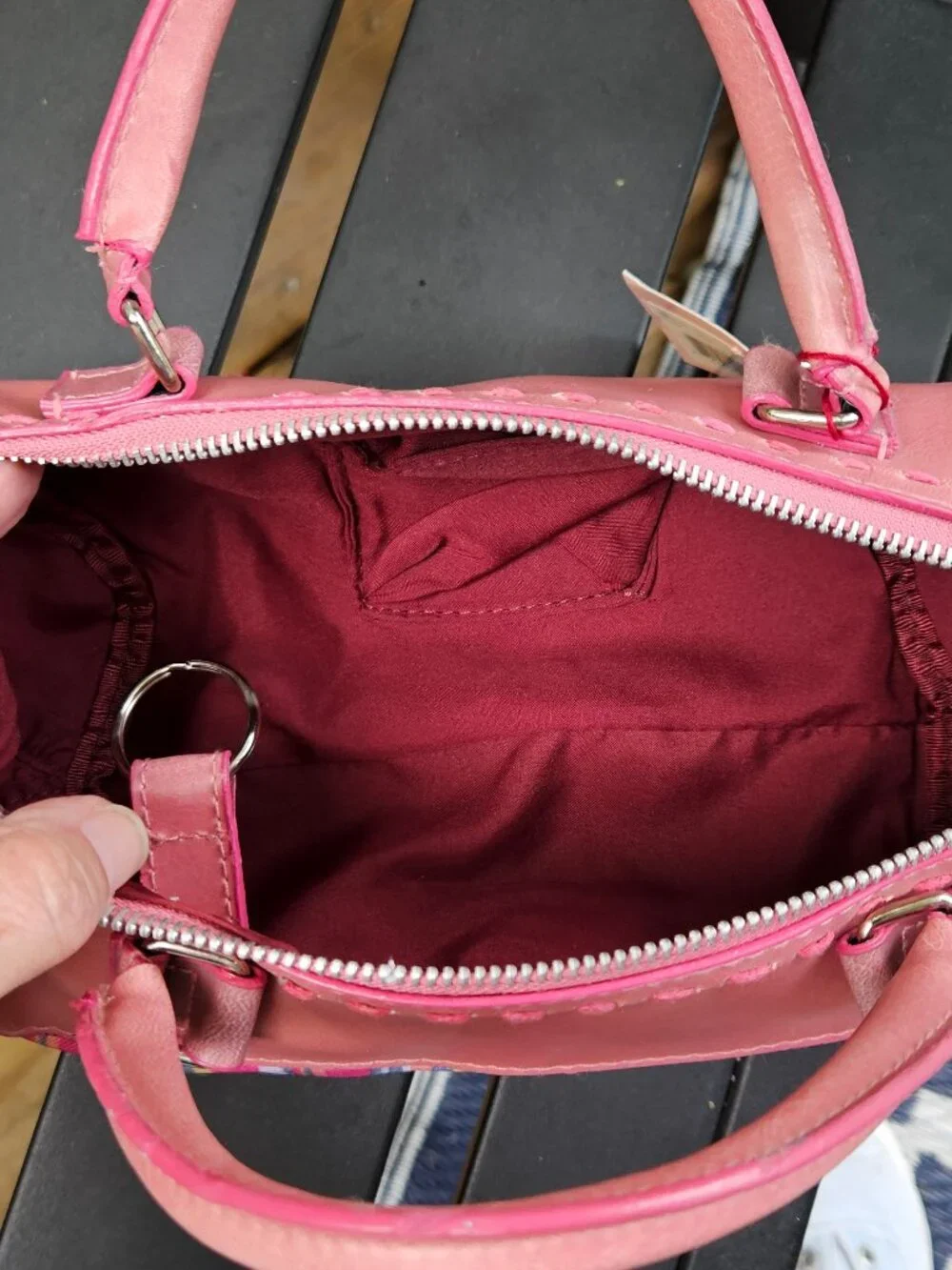 NWT Matt & Nat Satchel Bag Pink and Striped